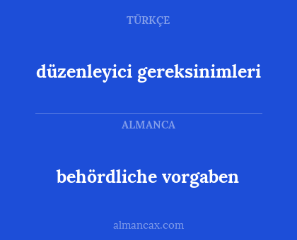 düzenleyici gereksinimleri - behördliche vorgaben
