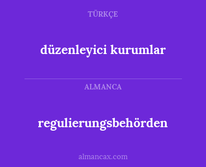 regulierungsbehörden - düzenleyici kurumlar