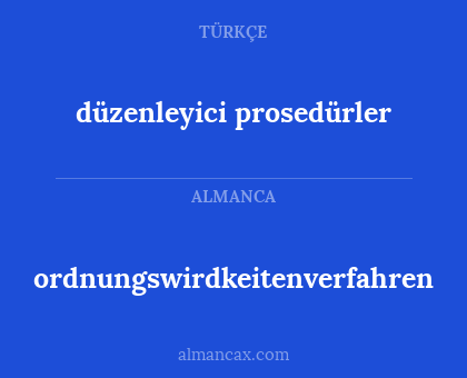 düzenleyici prosedürler - ordnungswirdkeitenverfahren