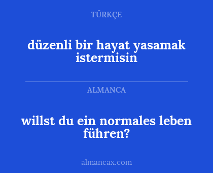 düzenli bir hayat yasamak istermisin - willst du ein normales leben führen?