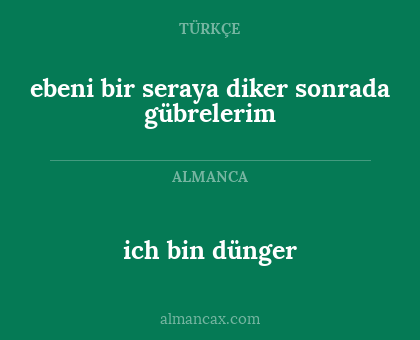 ich bin dünger - ebeni bir seraya diker sonrada gübrelerim