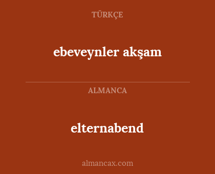 ebeveynler akşam - elternabend