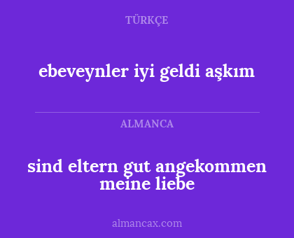 sind eltern gut angekommen meine liebe - ebeveynler iyi geldi aşkım