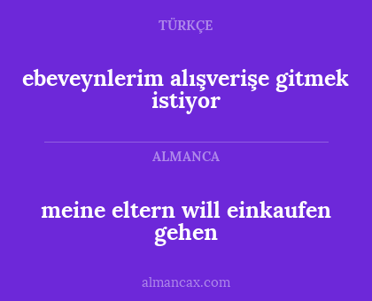 meine eltern will einkaufen gehen - ebeveynlerim alışverişe gitmek istiyor