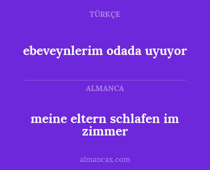 ebeveynlerim odada uyuyor - meine eltern schlafen im zimmer