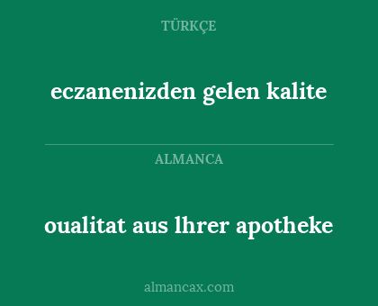 oualitat aus lhrer apotheke - eczanenizden gelen kalite