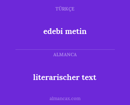 edebi metin - literarischer text