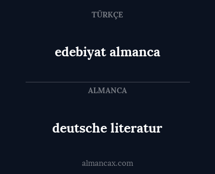 edebiyat almanca - deutsche literatur