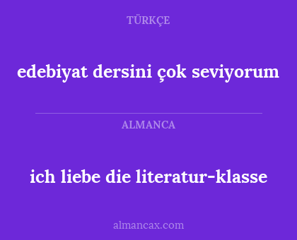 ich liebe die literatur-klasse - edebiyat dersini çok seviyorum
