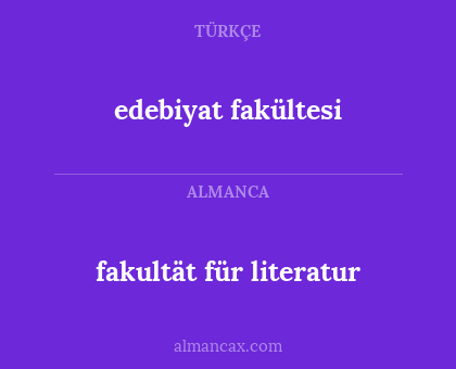 fakultät für literatur - edebiyat fakültesi