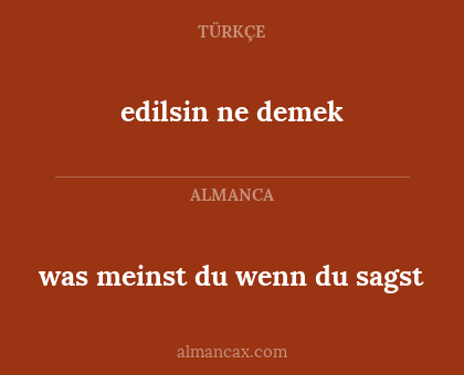 edilsin ne demek - was meinst du wenn du sagst