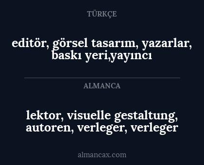 lektor, visuelle gestaltung, autoren, verleger, verleger - editör, görsel tasarım, yazarlar, baskı yeri,yayıncı