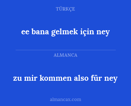 zu mir kommen also für ney - ee bana gelmek için ney