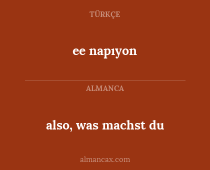 ee napıyon - also, was machst du