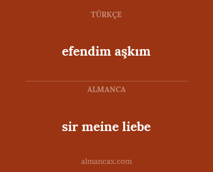efendim aşkım - sir meine liebe