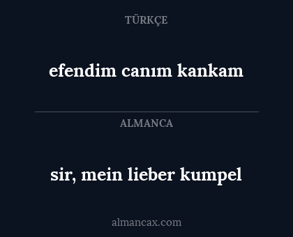 efendim canım kankam - sir, mein lieber kumpel