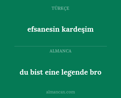 du bist eine legende bro - efsanesin kardeşim