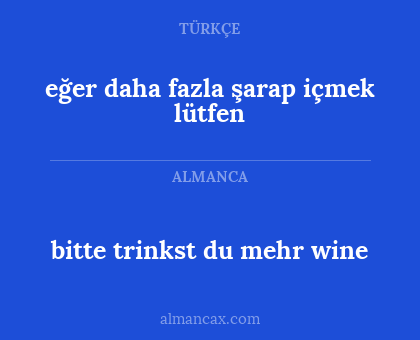 eğer daha fazla şarap içmek lütfen - bitte trinkst du mehr wine