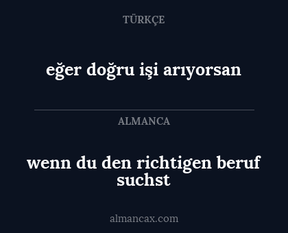 wenn du den richtigen beruf suchst - eğer doğru işi arıyorsan