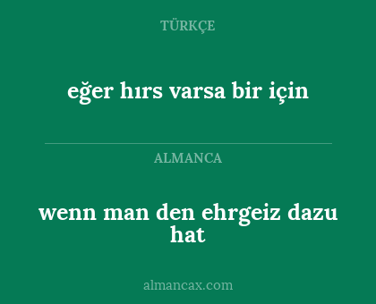 wenn man den ehrgeiz dazu hat - eğer hırs varsa bir için