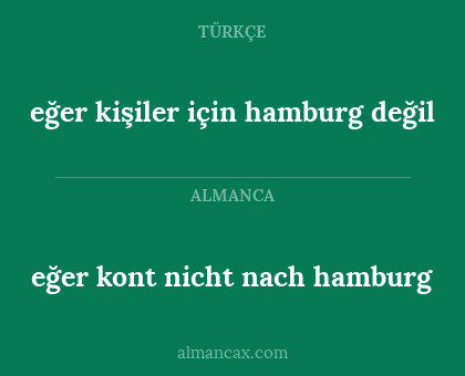 eğer kişiler için hamburg değil - eğer kont nicht nach hamburg