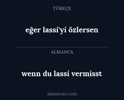 wenn du lassi vermisst - eğer lassi'yi özlersen
