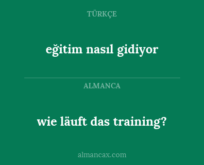 wie läuft das training? - eğitim nasıl gidiyor