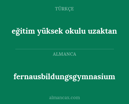 eğitim yüksek okulu uzaktan - fernausbildungsgymnasium