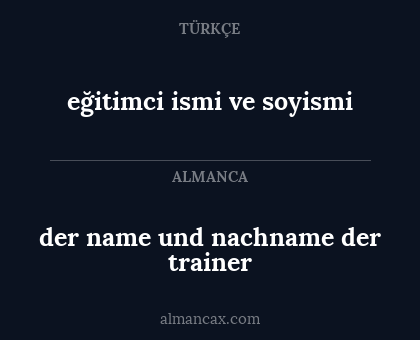 der name und nachname der trainer - eğitimci ismi ve soyismi