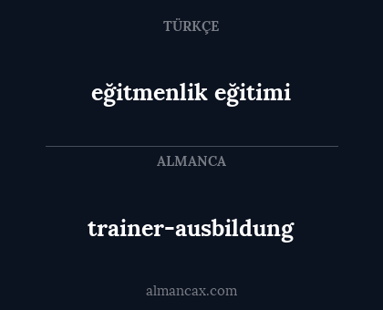 eğitmenlik eğitimi - trainer-ausbildung