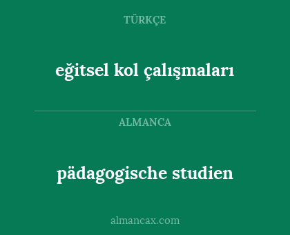 pädagogische studien - eğitsel kol çalışmaları