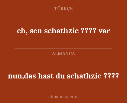 nun,das hast du schathzie ???? - eh, sen schathzie ???? var