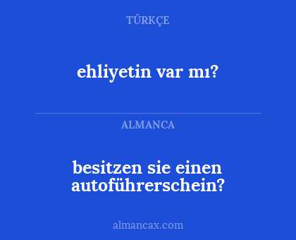 besitzen sie einen autoführerschein? - ehliyetin var mı?