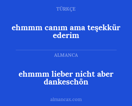 ehmmm canım ama teşekkür ederim - ehmmm lieber nicht aber dankeschön