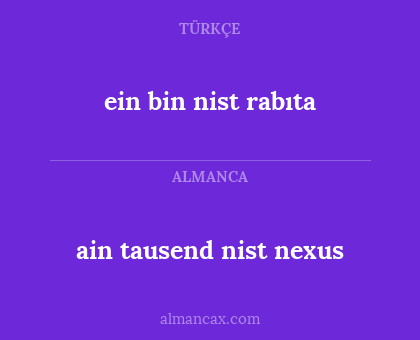 ein bin nist rabıta - ain tausend nist nexus