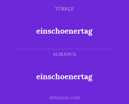 einschoenertag - einschoenertag