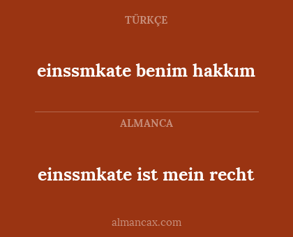 einssmkate benim hakkım - einssmkate ist mein recht