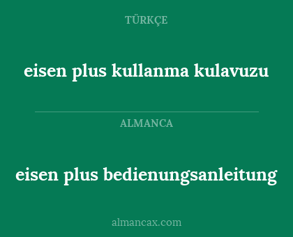 eisen plus kullanma kulavuzu - eisen plus bedienungsanleitung