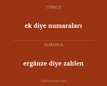 ek diye numaraları - ergänze diye zahlen