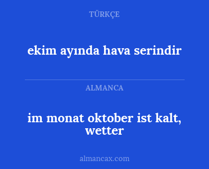 im monat oktober ist kalt, wetter - ekim ayında hava serindir