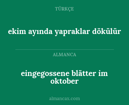eingegossene blätter im oktober - ekim ayında yapraklar dökülür