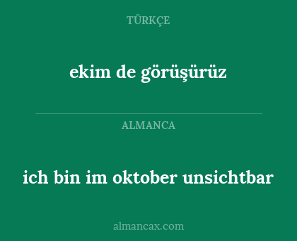ich bin im oktober unsichtbar - ekim de görüşürüz
