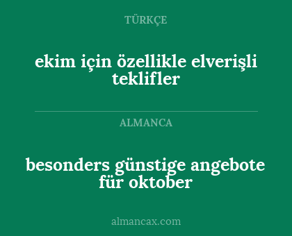 besonders günstige angebote für oktober - ekim için özellikle elverişli teklifler