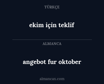 angebot fur oktober - ekim için teklif