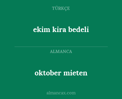 ekim kira bedeli - oktober mieten