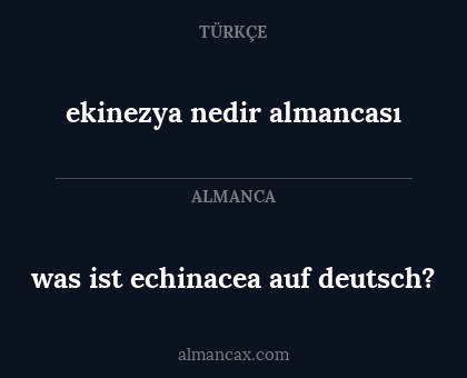 was ist echinacea auf deutsch? - ekinezya nedir almancası