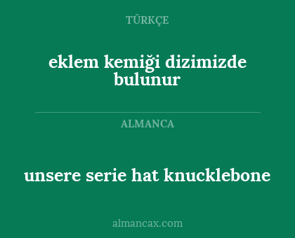 eklem kemiği dizimizde bulunur - unsere serie hat knucklebone