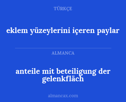 eklem yüzeylerini içeren paylar - anteile mit beteiligung der
gelenkfläch