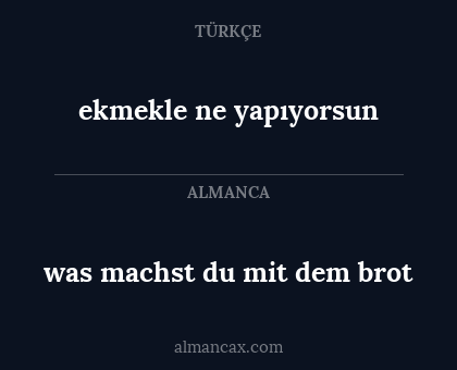 was machst du mit dem brot - ekmekle ne yapıyorsun