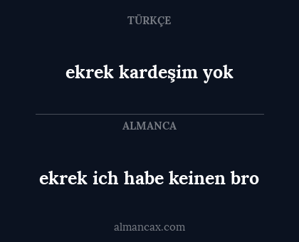 ekrek kardeşim yok - ekrek ich habe keinen bro